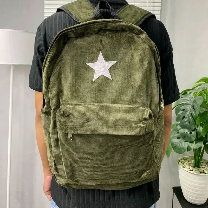 Ransel Corduroy starboy unisex | Tas Sekolah Korduroi | Tas Backpack Corduroi Bintang | Tas Punggung Korduroy pria dan wanita | cod tas bintang corduroy 0