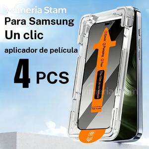 4pcs Protector de Pantalla de Vidrio Templado 4K Ultra Privacidad para series Galaxy S21 5G/S21+G/S22 5G/S22+/S23/S24/S25, Acabado Brillante, Dureza 9H, Resistente a Arañazos, Antihuellas, con Kit de Aplicación a Prueba de Polvo