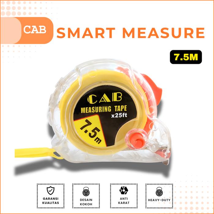Gambar CAB SMART MEASURE TAPE/meteran transparan/ Akurat/ Pengukuran Profesional/rumah/proyek/7.5m/premium dari cabofficialstore Kota Surabaya Tokopedia