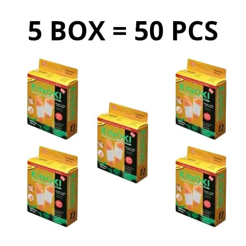 PROMO Paket 5 Box isi 50 PCS Kinoki Gold Detox Foot Pads Koyo Penyerap Racun Dalam Tubuh Secara Alami