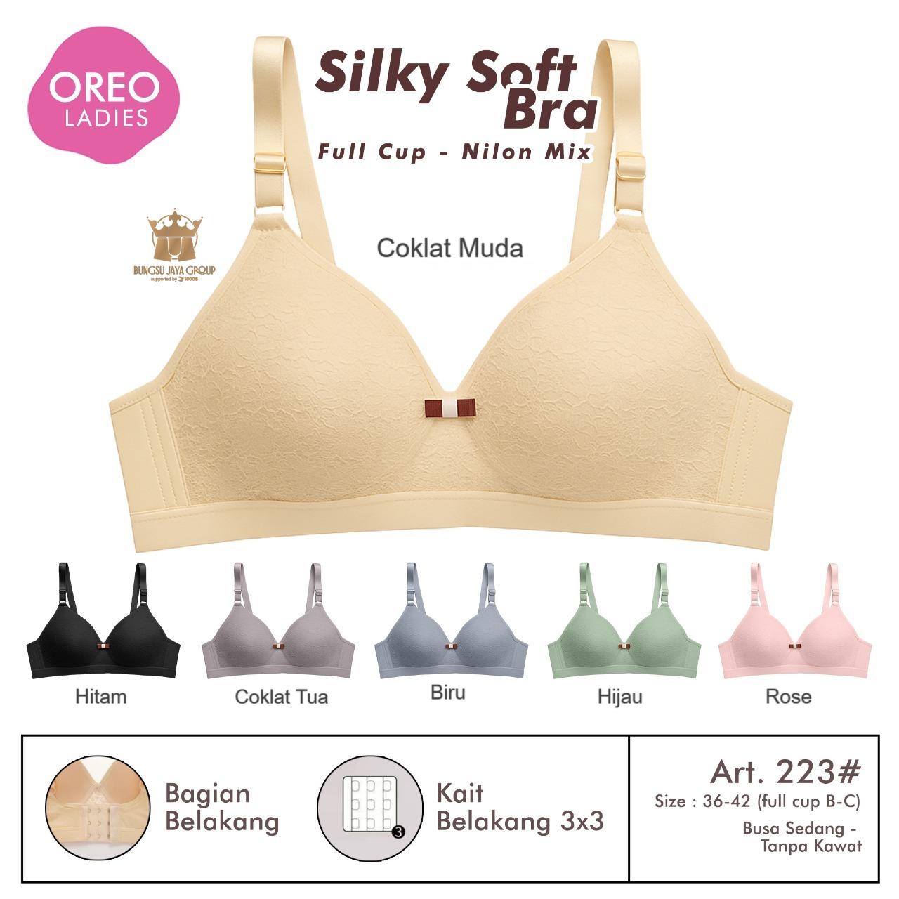 Bra Oreo Art 223 (promo 3pc) Bh Motif Renda Berpita Busa Sedang Tanpa Kawat Full Cup B-C Nilon Mix Lembut Nyaman Wanita Dewasa