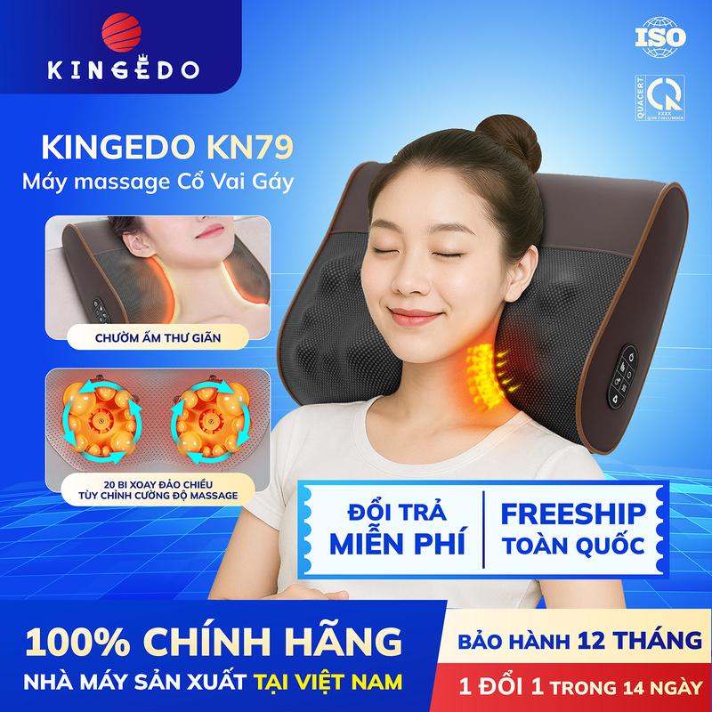  Gối Massage Cổ Vai Gáy KingEdo KN79 Nhiệt Hồng Ngoại  Matxa Đa Chức Năng Gối Massage 20 Bi Xoay Tự Động 6 Chế Độ Điều Chỉnh 