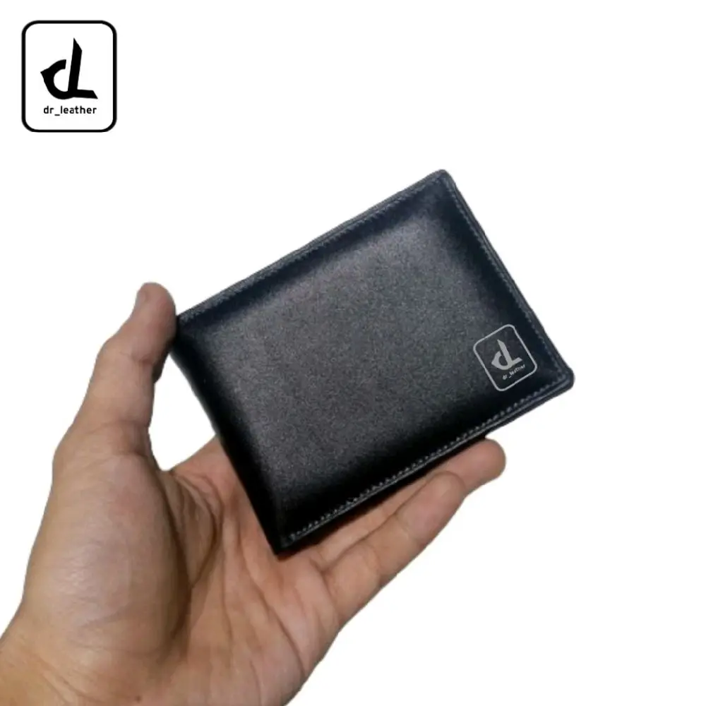 dr_leather - Dompet Lipat Mini Pria Pendek  Model Simple Slim Asli Kulit Sapi - Ukuran Mini  8 x 10cm - Uang, Kartu cowok