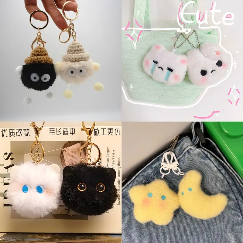 Mặt Dây Chuyền Túi, Quả Cầu Lông Mịn Dễ Thương, Món Quà Lý Tưởng Cho Bạn Thân, Thích Hợp Cho Học Sinh Và Bé 0