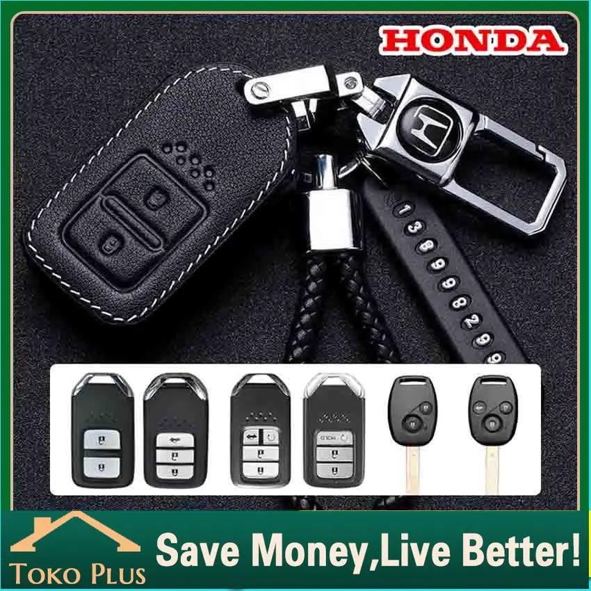 Remote Tanpa Kunci Mobil Perlindungan Kulit Sarung Casing Kunci untuk Honda JAZZ CIVIC CITY FIT FD HRV CRV BRV BRIO Accord Odyssey Honda Kulit Gantungan Kunci Mobil HONDA