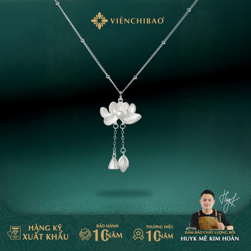 HuyK Viễn Chí Bảo Dây chuyền bạc nữ liên hoa chất liệu bạc S925 - D000856