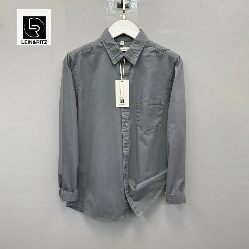Lein&Ritz - Kemeja Panjang Kerah Pria Casual Katun Premium | Kemeja Pria Basic Polos Slimfit Formal Hitam