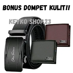 FREE DOMPET !! SABUK KULIT OTOMATIS IMPORT GESPER FASHION KANTORAN KASUAL IKAT PINGGANG KULIT PRIA 125CM TRENDING