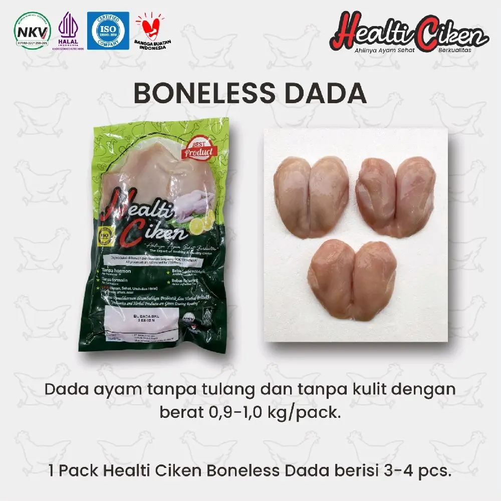 Ayam Organik Probiotik Healti Ciken Boneless Fillet Dada ayam Sehat Frozen