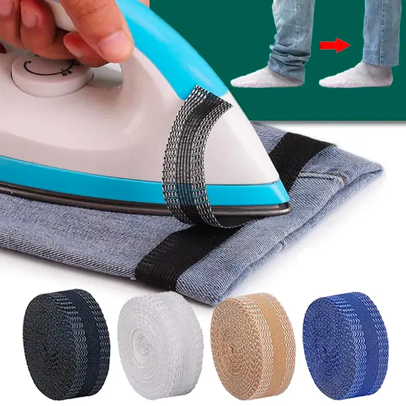 1-5M Self-Adhesive Trouser Hem Sticker Pant Mouth Paste Edge Shorten Iron-On Sewing Free Fabric Fusing Tape Clothes Accessories