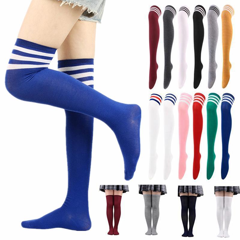Vớ Thể Thao 1 Đôi Dành Cho Nữ Dệt Kim Sọc Qua Đầu Gối Tất Cao Đến Đùi Vớ Dài Thích Hợp Cho Mùa Xuân Và Mùa Thu Quần Bó Sát < FVB >