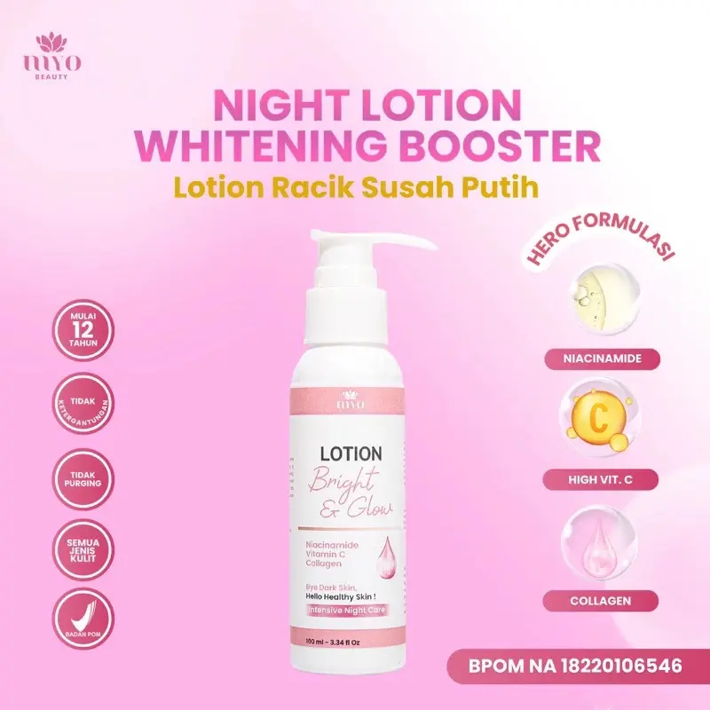 Bpom Bright & Glow Whitening LOTION MYO 100ML Hidrasi