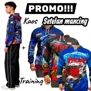 PROMO!!! Setelan Mancing Kaos & Training Jersey Mancing Lengan Panjang Training Hitam Olahraga Outdoor Sport