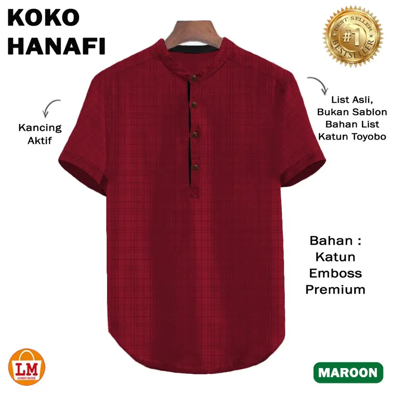 TERMURAH TERLARIS KOKO KURTA HANAFI LENGAN PENDEK Ukuran M L XL XXL TERBARU LMS 26432 26434 4