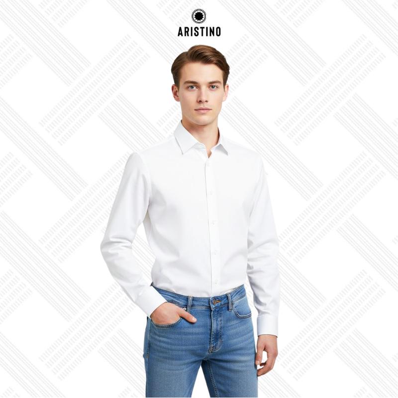   Mới  Aristino Áo Sơ Mi Nam Trắng Solid Regular Fit ALS600EDP01 Dáng Regular Fit Thoáng Mát 
