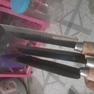 Paket Hemat 3 Pcs Pisau Dapur Baja Tanggung Pisau Tiger dengan Gagang Kayu Natural dan Tahan Lama Kitchenware pisaubaja