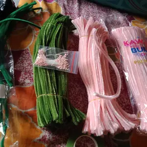 [100PC] PREMIUM 8MM KAWAT BULU WARNA TEBAL 30Cm / Kawat Bulu Mercy Pipe Cleaner Tangkai Bunga Kawat Hijau 40cm / Kawat Bulu Mainan Anak Craft Diy Kerajinan Tangan ANEKA DIY Pipe Cleaner