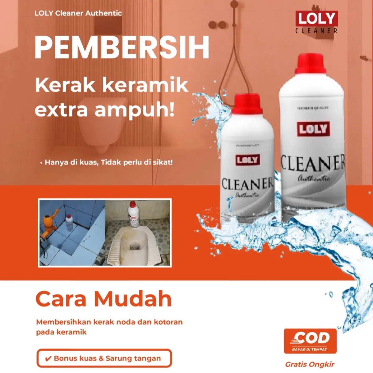 LOLY pembersih kerak keramik 500ml free kuas sarung tangan