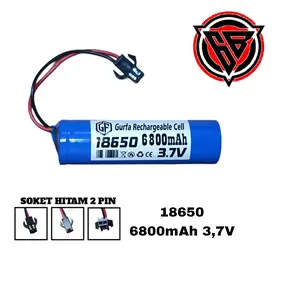 Baterai Mainan Anak RC / Dan Alat Elekronik Lainnya 1X 18650 6800mAh 3,7V SOKET HITAM 2 PIN
