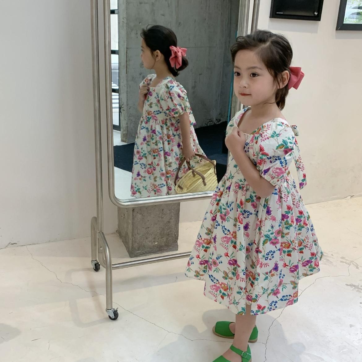 kebei-Gaun musim panas baru untuk anak perempuan modis manis dan imut dengan motif bunga mawar Fashion Kids