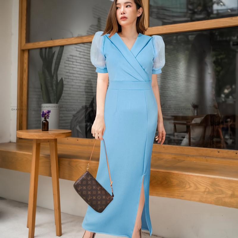 Joanne Fashion - Dress Panjang Wanita Mewah Casual Formal Kekinian Korean Style Bahan Scuba Lembut Premium Terbaru (2712) 0