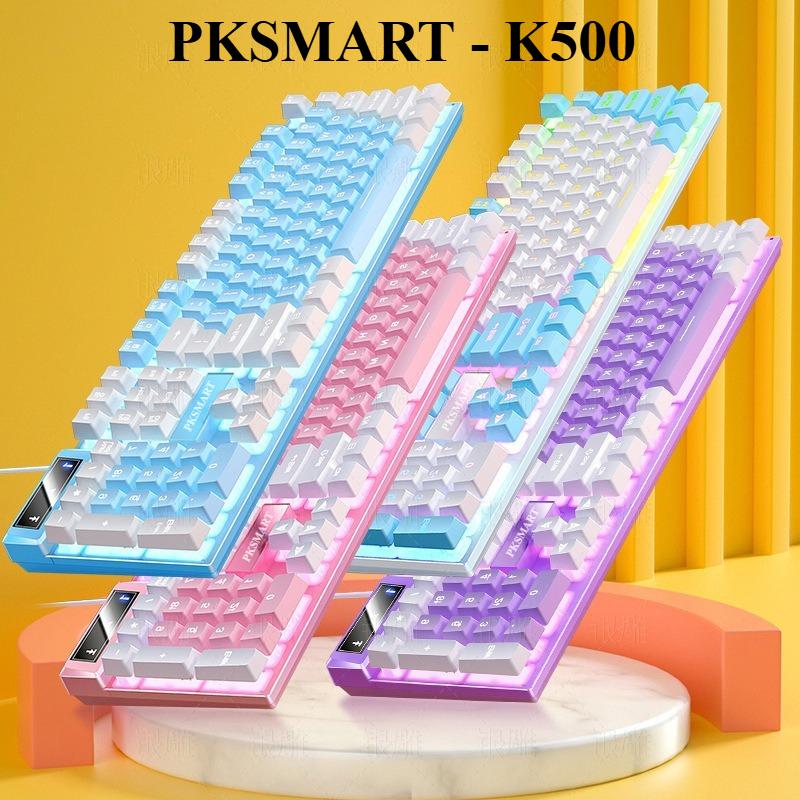  Bàn Phím Máy Tính Giả Cơ Có Dây - PKSMART K500 - LED Xuyên Chữ - Nhiều Màu Trắng Đen Hồng Xanh 