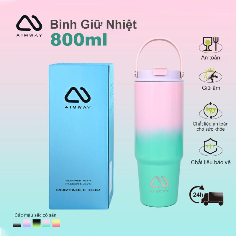 Cốc Ô Tô Cầm Tay Aimway, Thiết Kế Gradient Dung Tích 30oz, Được Làm Bằng Thép Không Gỉ 304, Cốc Cách Nhiệt, Thích Hợp Cho Du Lịch Cầm Tay Ngoài Trời