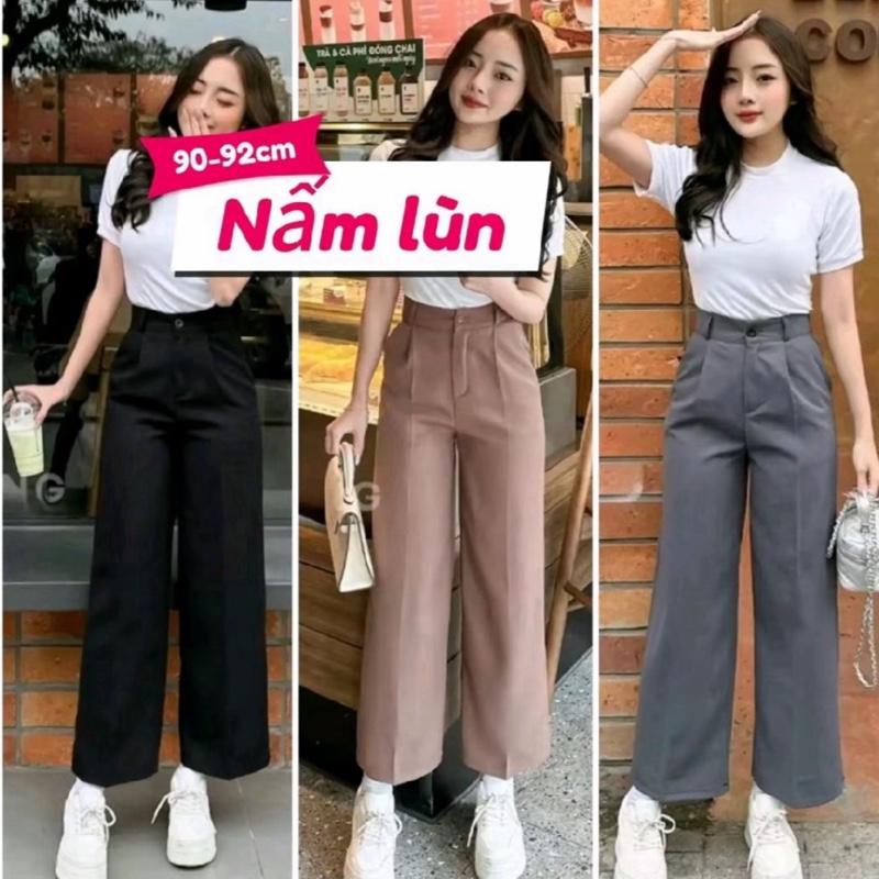 Quần ống suông NẤM LÙN T201 chất vải mềm mại cao cấp dành cho nàng m48-m55 Nữ Pants Women Kem Ong Voi