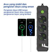 Gambar KIVEE Multi-Fungsi Stop Kontak 6-in-1 Sakelar Satu Tombol Colokan Listrik 3 Lubang USB & Type C Fast Charging Max 2500W Kabel 2M Hitam Peralatan - KV-ZGN10 Putih 6 in 1 dari Kivee Official Store Kab. Tangerang 3 Tokopedia