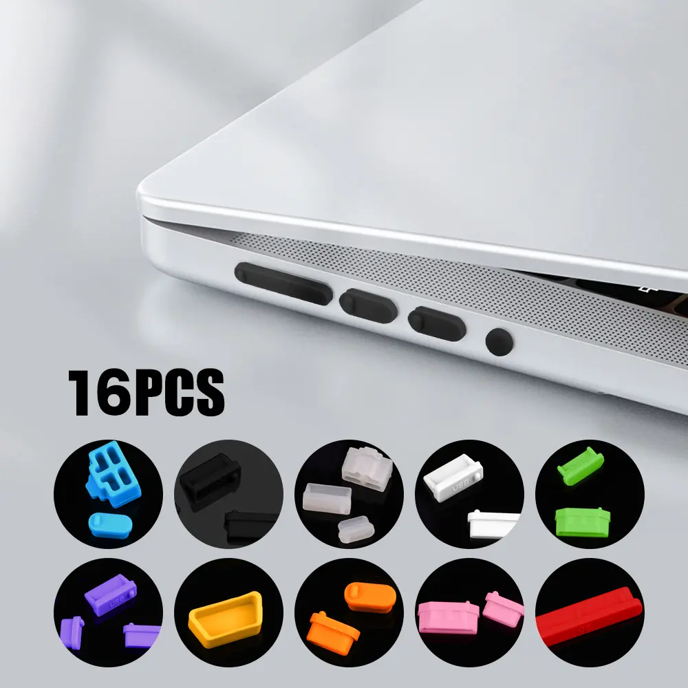 16pcs package Notebook Dust Plug USB Type C HDMI Interface Dust Protector Cover Dustproof Stopper For Laptop Accessories Anti-Dust Caps Set