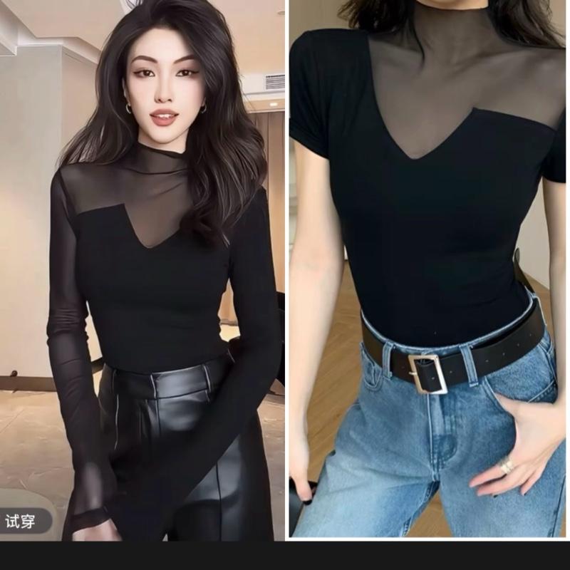 [A-280]( MẪU MỚI MỞ BÁN CỘC TAY) ÁO THUN NỮ PHỐI LƯỚI CỘC TAY ĐỘC LẠ MẶC HAI KIỂU  dáng baby tee mặc đi làm đi chơi sang chảnh