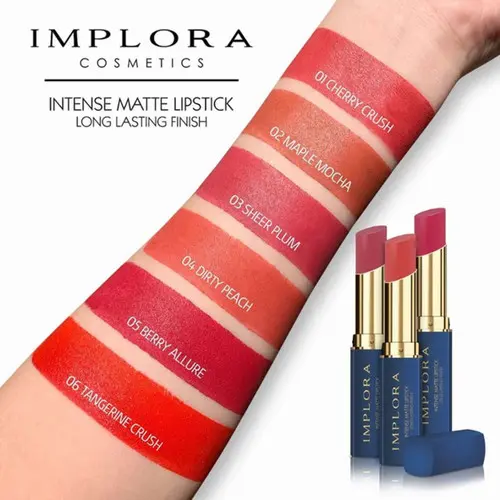 implora intense matte lipstick 3.5gr lipstik matte long lasting,BPOM,original,tahan lama & halus Lips Gloss 3