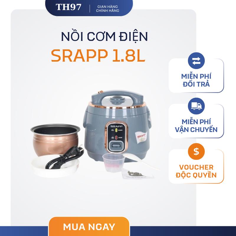 [Tặng Vỉ Hấp] Nồi Cơm Điện SRAPP 1.8L, Nồi Cơm Siêu Ngon, Bảo Hành chính hãnġ 12 Tháng Cooker Nồi Cơm Điện Nấu Cơm Nấu Ăn