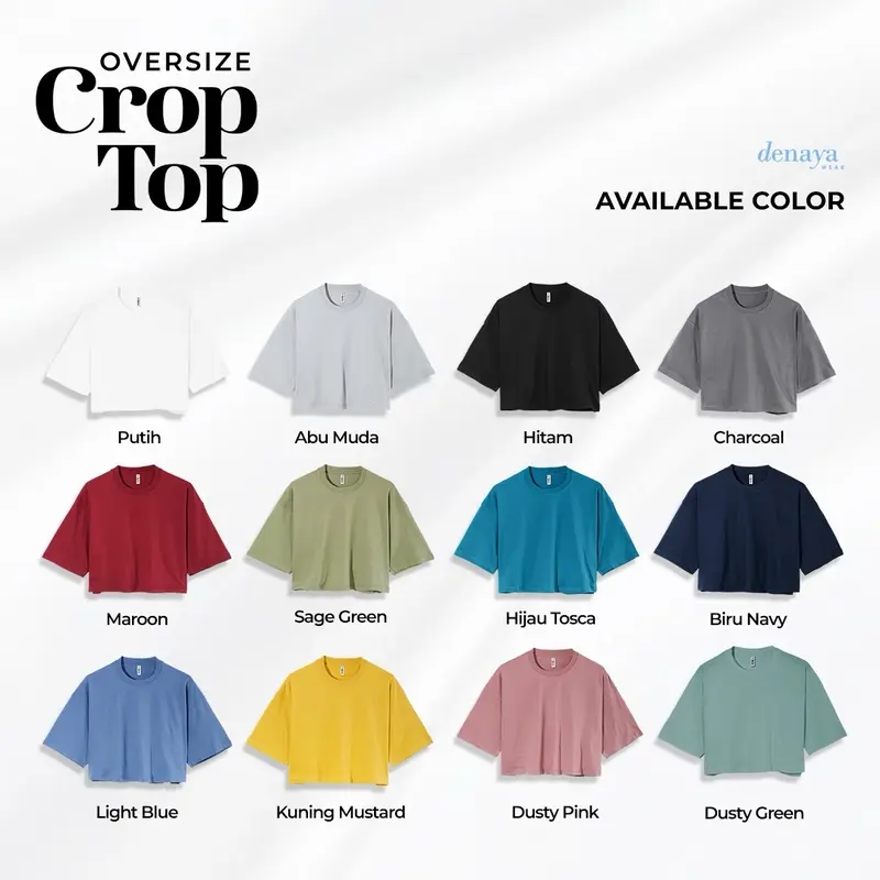 KAOS CROP TOP OVERSIZED LENGAN PENDEK DENAYA WEAR 3