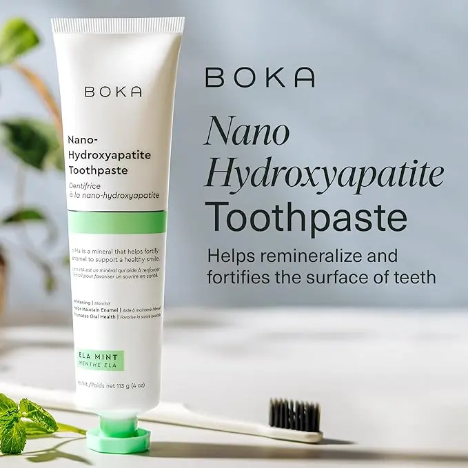 [Boka  Official]Boka Fluoride Free Toothpaste Nano Hydroxyapatite, Helps Remineralize, Appropriate for Sensitive Teeth, Whitening - for Adult, Kids Oral Care - Ela Mint Flavor,4 Fl Oz 1Pk US Manufactured