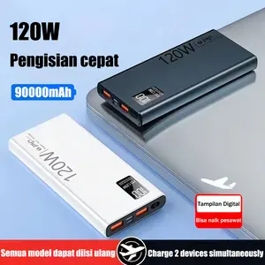 Power Bank 120W Super Fast Charging 90000mAh Dual Output USB & Type-C Display Powerbank Bank Daya Seluler Garansi 1 Tahun Pengisian Cepat Kapasitas Besar