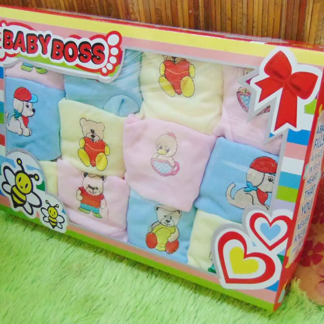 Kado Bayi Paket 12pcs celana pop kacamata bayi bordir aneka warna