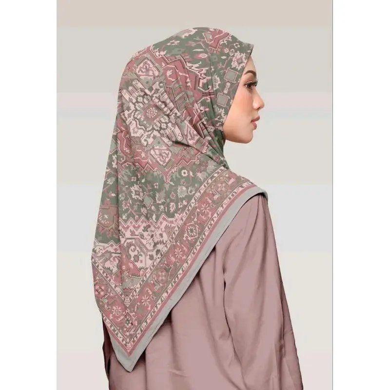 HIJAB KERUDUNG MUSLIM SEGI EMPAT MOTIF ALA BANISCP TERBARU VOAL PREMIUM MEWAH LASER CUT MUDAH DI BENTUK Square