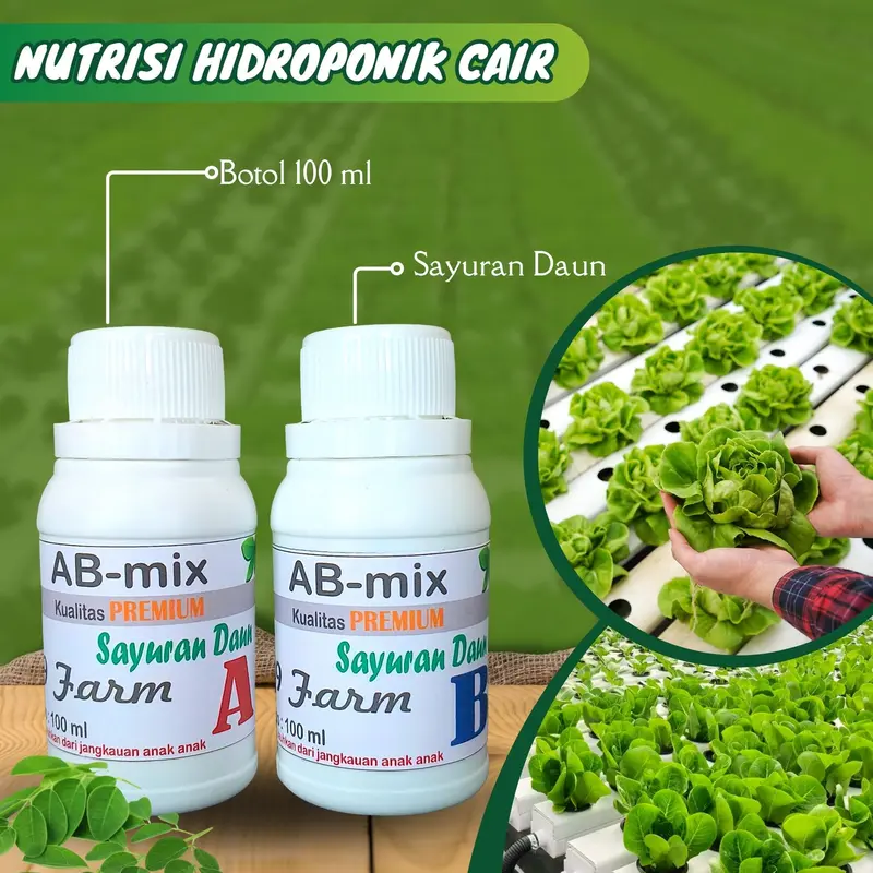 AB Mix 100 ml Cair Pupuk Nutrisi tanaman Hidroponik Sayuran Daun 0