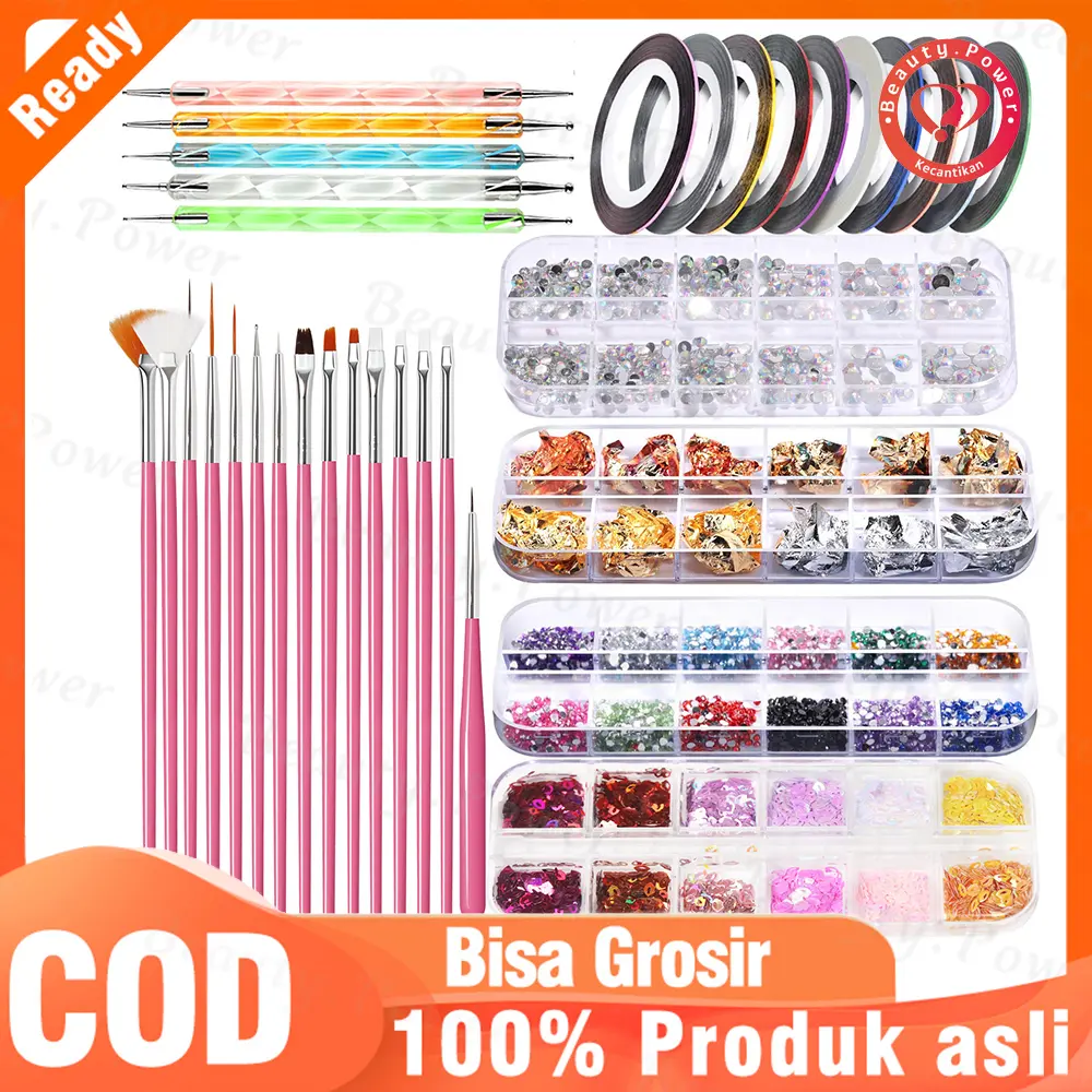 1 Set Nail art Tools Liner Drawing Brush Manicure Pedicure Set Kuas Kuku Nail Art Brush Kutek Plus Dotting Cat kuku