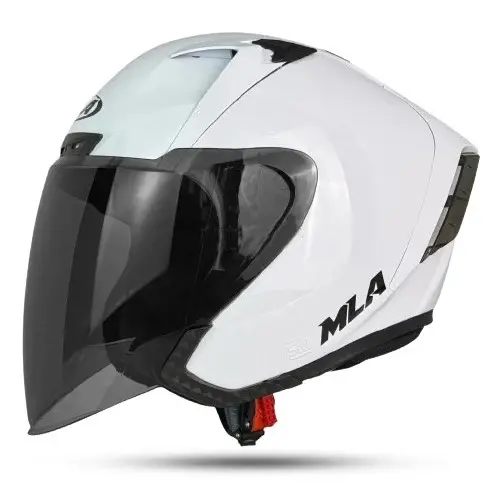 Helm Half face Mla Zenit Terbaru Solid White Glosy Kaca Smoke Helm Half Face Kekinian Pria Wanita SNI