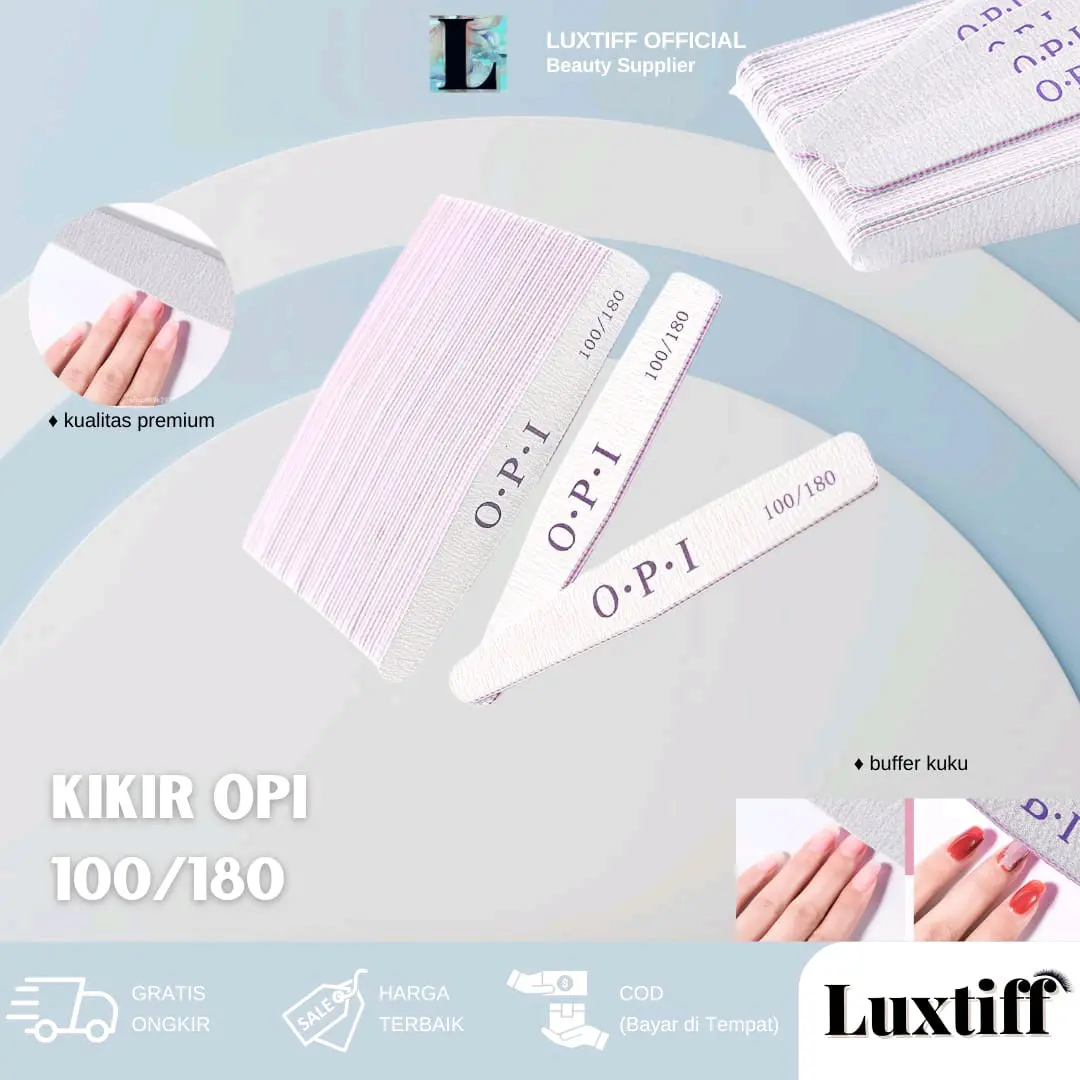 Kikir OPI 100/180| ( PER 10PCS\PACK )| Nail Files OPI| DOUBLE SIDED N HALF MOON KIKIR KUKU SETENGAH LINGKAR Perawatan