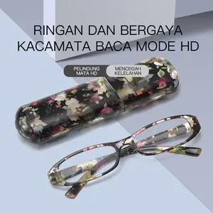 【Bisa Cod】 2025 COD Kacamata baca Portabel Dengan kotak Bisa dibuka dan ditutup Kacamata bacaCocok untuk olahraga Reading Glasses Fashion Korea Anti Radiasi Blueray Frame Wanita Anti radiasi biru anti Radia Reading Glasses 2