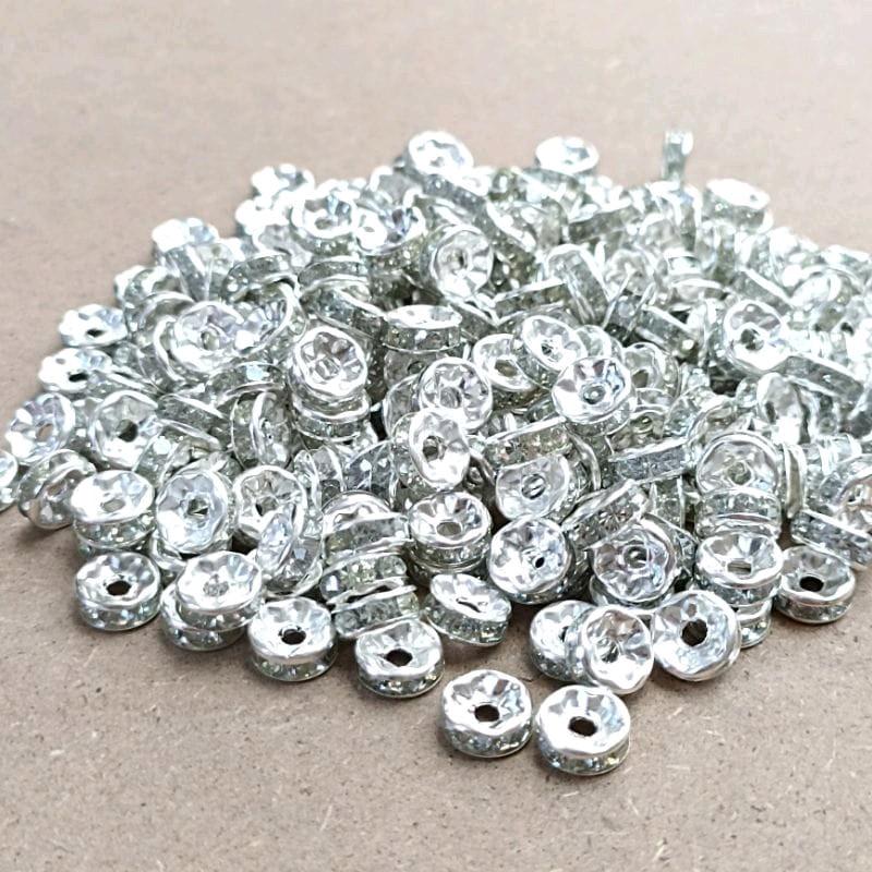 100pcs spacer rondel kw 1 pembatas manik-manik ukuran 6 dan 8 2