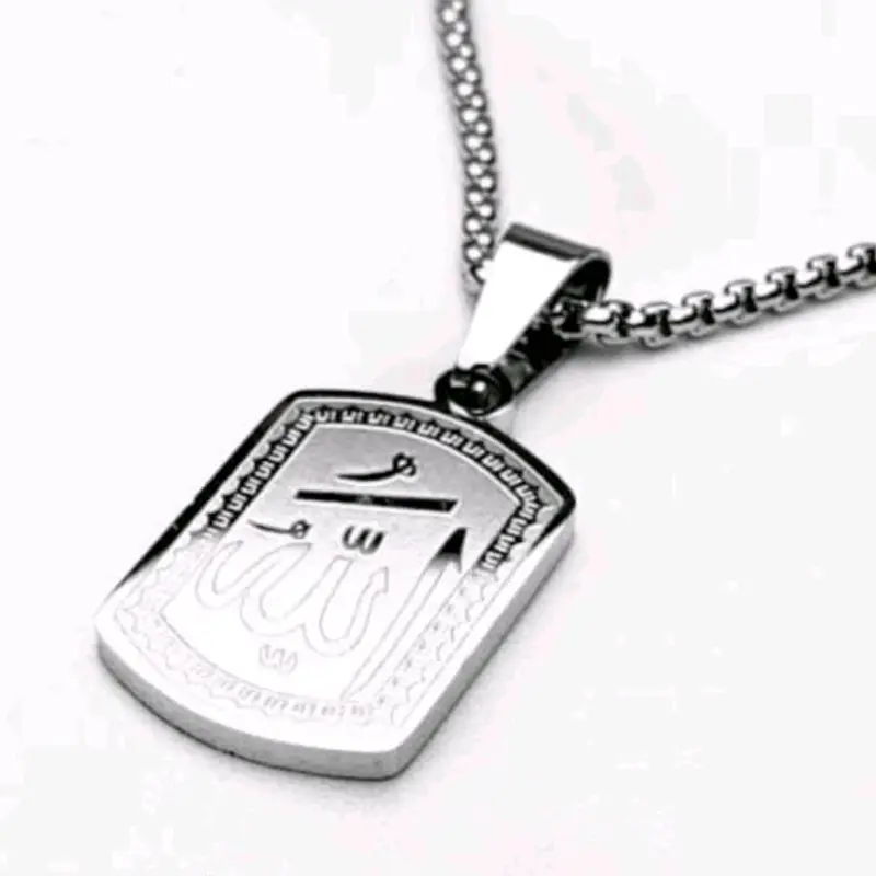 Asli 100% Titanium Kalung Titanium Rantai Rolo Liontin Lafaz Allah untuk Pria wanita (Hadiah lebaran) Anti karat selamanya garasi 4