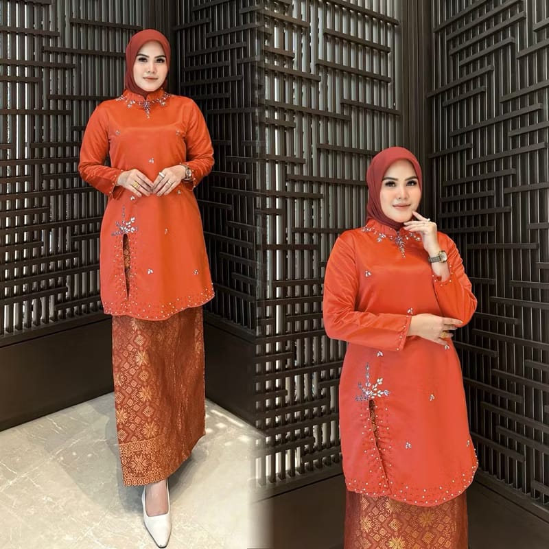 FREE KERUDUNG Setelan Kebaya Terbaru Set Kebaya Melayu Payet  Kekinian Kebaya Kondangan Pakaian Malayasia BY Wrbsn Oshop Dress Motif Atasan Baju Wanita Wisuda Pesta basiba kurung