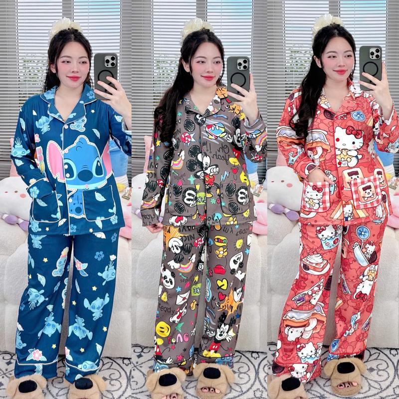 [TĂM LẠNH] Đồ bộ nữ mặc nhà pijama tay dài, 2 túi áo bigsize Phương Tipi