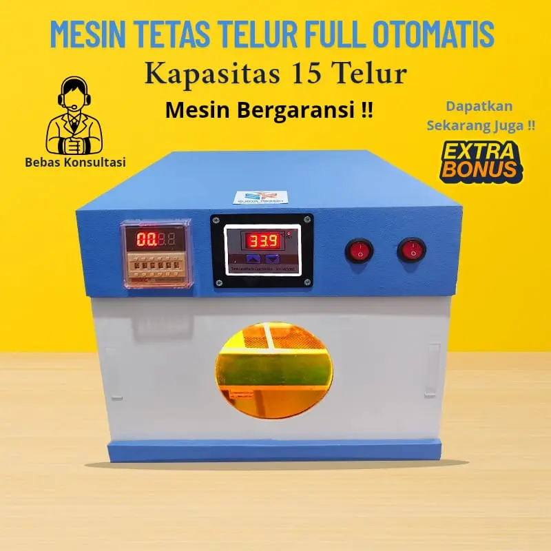 mesin tetas kapasitas 15 butir full otomatis rak geser 0