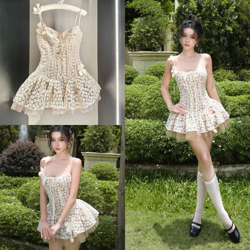 Váy 2 dây hoa nhí xoè bồng V839