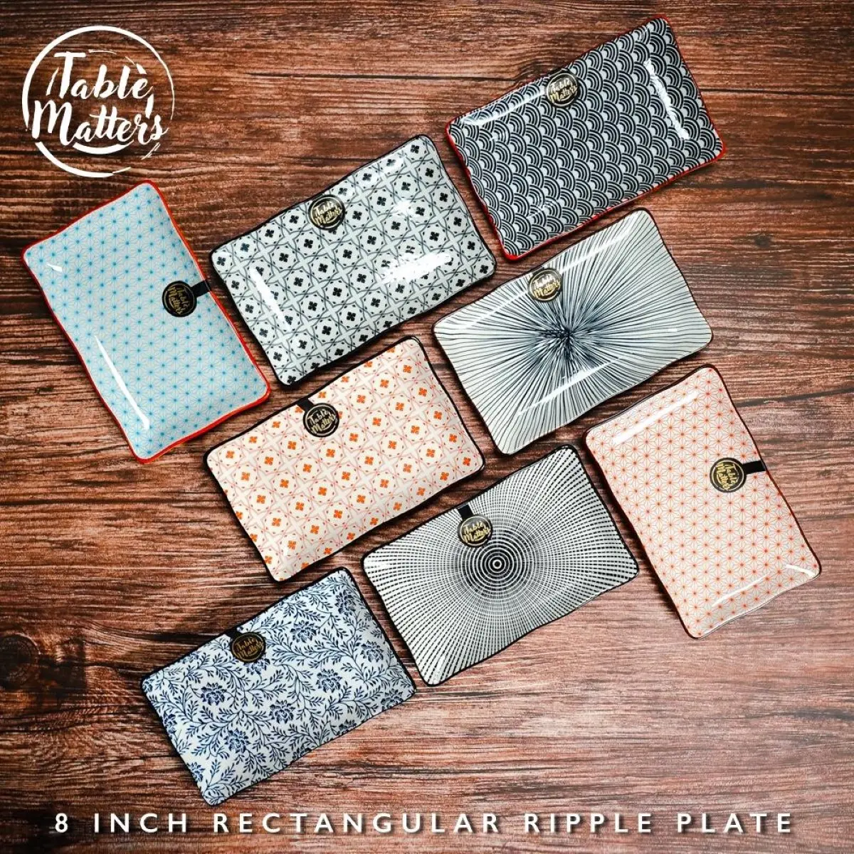 Table Matters - Assorted 8 Inch Rectangular Ripple Plate